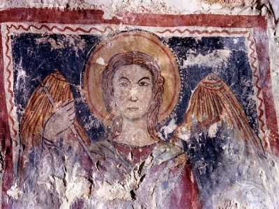 Paricolare di un affresco dell'insediamento rupestre di San Michele delle Grotte ad Altamura